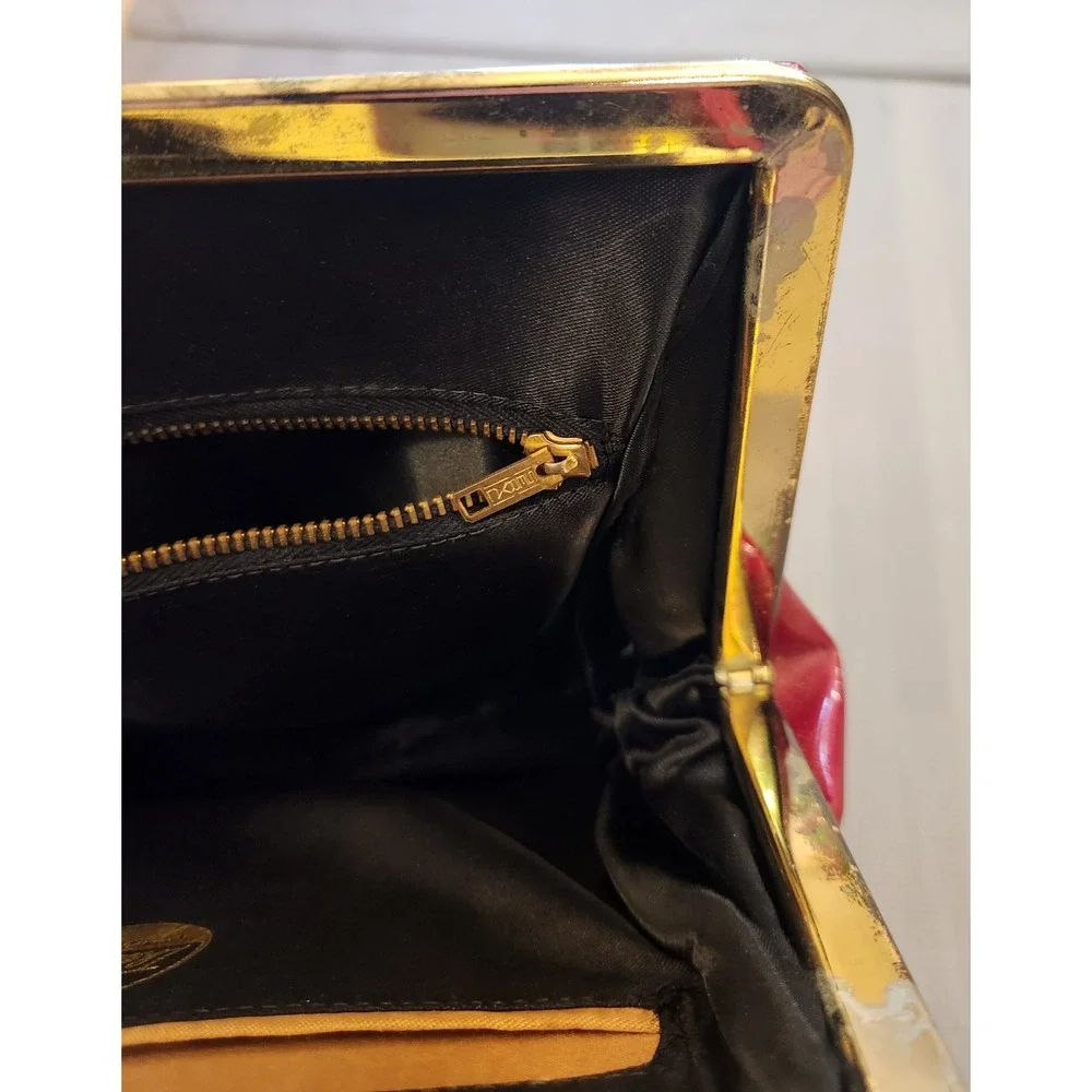 Theodor‎ California Vintage Red Patent Leather Handbag Mid Century Frame Bag
